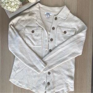 Lightweight knit cream shacket